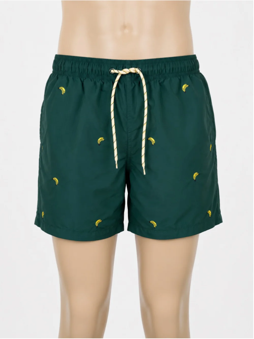 H&M Men’s Forest Green Banana Embroidered Swim Shorts – Size M